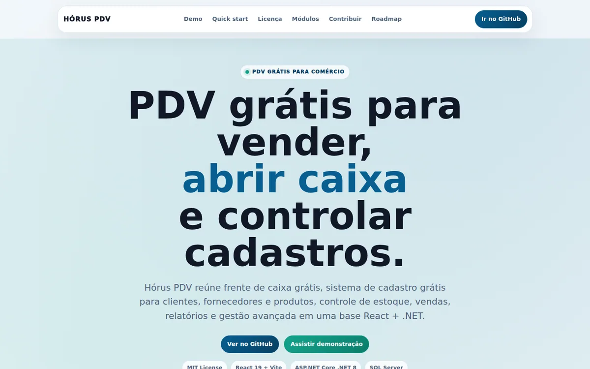 Preview do projeto Hórus PDV